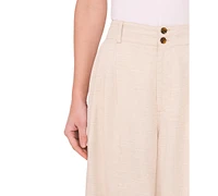 CeCe Women's Pleated High-Rise Wide-Leg Pants