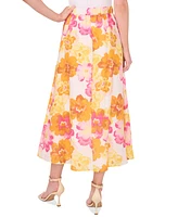 CeCe Women's Floral A-Line Midi Skirt
