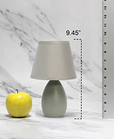 Creekwood Home Nauru 9.45" Traditional Petite Ceramic Oblong Bedside Table Desk Lamp Two Pack Set, Tapered Drum Fabric Shade