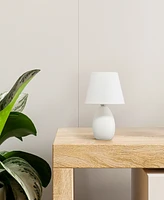 Creekwood Home Nauru 9.45" Traditional Petite Ceramic Oblong Bedside Table Desk Lamp with Tapered Drum Fabric Shade