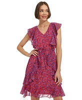 Tommy Hilfiger Petite Ruffled Chiffon Fit & Flare Dress