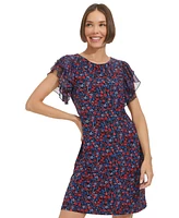 Tommy Hilfiger Petite Floral Flutter-Sleeve Shift Dress