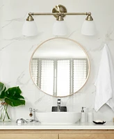 Lalia Home Essentix Traditional Three Light Metal and Translucent Glass Shade Vanity Uplight Downlight Wall Mounted Fixture
