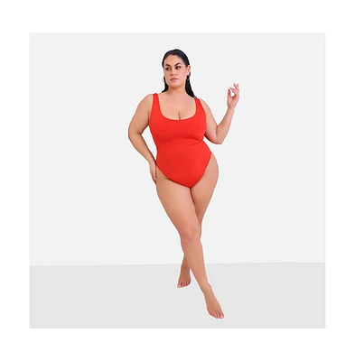 Rebdolls Plus Size Essential Tank Swimsuit W. Shelf Bra - Red