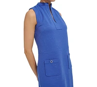 Tommy Hilfiger Women's Split-Neck Jacquard Shift Dress
