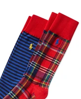 Polo Ralph Lauren Men's 2-Pk. Stripes & Plaid Slack Socks