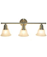 Lalia Home Essentix Contemporary Three Light Metal and Alabaster White Glass Shade Vanity Uplight Downlight Wall Mounted Fixture