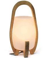 Lalia Home 15" Organix Contemporary Natural Wood Accented Table Desk Lamp with Translucent Glass Shade