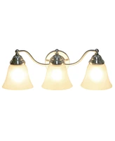 Lalia Home Essentix Traditional Three Light Curved Metal, Alabaster White Glass Shade Vanity Uplight Downlight Wall Mounted Fixture