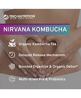 Trio Nutrition Nirvana Kombucha- Billions of Multi-Strain Probiotics, Prebiotic & Organic Kombucha Tea, Supports Digestive, Immune & Ph Balance, 30ct