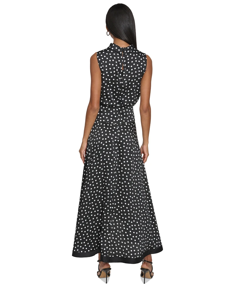 Karl Lagerfeld Paris Women's Polka-Dot High-Low Midi Dress