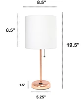 Creekwood Home Oslo 19.5" Contemporary Bedside Power Outlet Base Standard Metal Table Desk Lamp