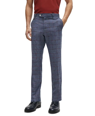 Boss by Hugo Men's Plain-Checked Slim-Fit Trousers