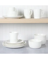 Martha Stewart Basket Weave Embossed 16 Piece Dinnerware Set, Service for 4