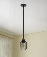 Lalia Home 7" Ironhouse One Light Industrial Decorative Hanging Metal Caged Mini Pendant Ceiling Light Fixture