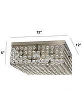 Lalia Home 12" Classix Glam Two Light Decorative Square Crystal and Metal Flush Mount Ceiling Light Fixture