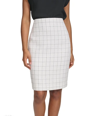 Calvin Klein Women's Windowpane-Print Pencil Skirt