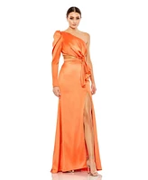 Mac Duggal Women's Ieena Puff One Sleeve Cut Out Side Knot Gown