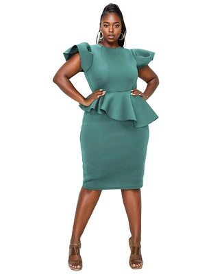 L I V D Plus Size Calista Neoprene Peplum Dress