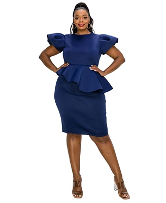 L I V D Plus Size Calista Neoprene Peplum Dress