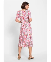 Olsen Women's Short Sleeve Allover Floral Print Midi Dress
