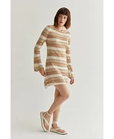 Crescent Women's Noelle Stripe Play Cover Up Mini Dress