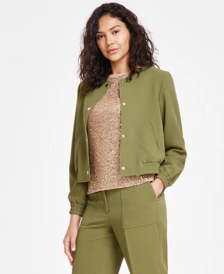 Anne Klein Petite Twill Bomber Jacket