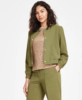 Anne Klein Petite Twill Bomber Jacket