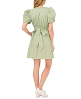 CeCe women's Puff Sleeve Belted Mini Dress