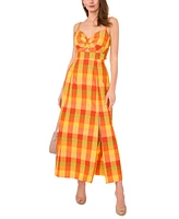 1.state Women's Plaid Twist-Front Maxi Dress