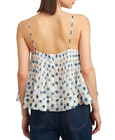 En Saison Women's Frances Polka Dot Pleated Tank