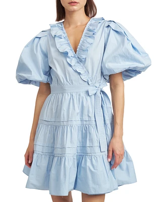 En Saison Women's Lorena Cotton Balloon-Sleeve Mini Dress
