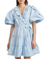 En Saison Women's Lorena Cotton Balloon-Sleeve Mini Dress