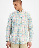 Club Room Mens Long Sleeve Madras Plaid Shirt Linen Drawstring Shorts Created For Macys