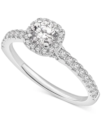 Diamond Halo Engagement Ring (3/4 ct. t.w.) in 14k White Gold