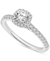 Diamond Halo Engagement Ring (3/4 ct. t.w.) in 14k White Gold