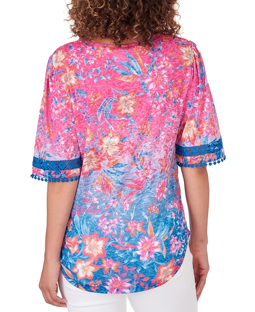 Ruby Rd. Petite Ombre Floral Top