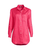 Lands' End Women's Linen Roll Sleeve Oversized Relaxed Tunic Top