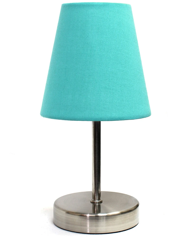 Creekwood Home Nauru 10.5" Traditional Petite Metal Stick Bedside Table Desk Lamp with Fabric Empire Shade