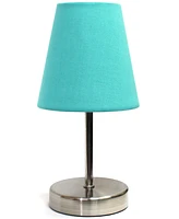 Creekwood Home Nauru 10.5" Traditional Petite Metal Stick Bedside Table Desk Lamp with Fabric Empire Shade