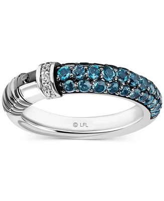 Wonder Fine Jewelry London Blue Topaz (1 ct. t.w.) & Diamond (1/20 ct. t.w.) Obi-Wan Kenobi Lightsaber Ring in Sterling Silver