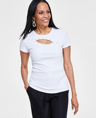 I.n.c. International Concepts Women's Fitted Cutout Top, Created for Macy's