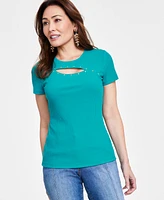 I.n.c. International Concepts Women's Fitted Cutout Top, Created for Macy's