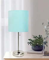 Creekwood Home Oslo 19.5" Contemporary Bedside Standard Metal Table Desk Lamp with White Drum Fabric Shade