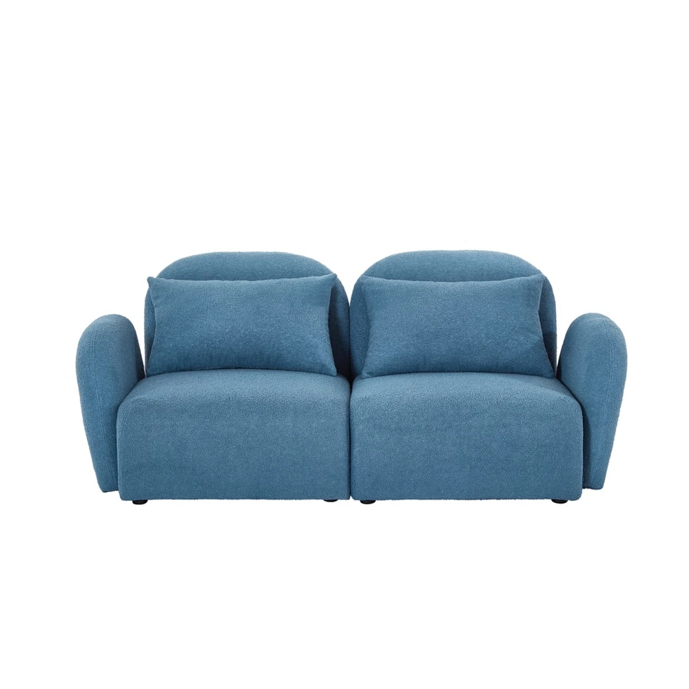 Streamdale Furniture Lazy Sofa Loveseat Teddy Fabric Blue