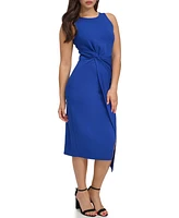 Siena Women's Ruched Side-Twist Sleeveless Midi Dress