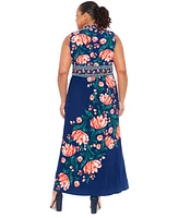 London Times Plus Floral Sleeveless Maxi Dress