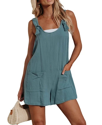 Cupshe Women's Patch Pocket Pinafore Romper