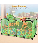 Yescom Metal Frame Extra Large 12 Wheels Rolling Mesh Pool Storage Bin 65"x 30"x 33" Pool Toy Floats Storage Organizer for Public Pools, Poolside Part