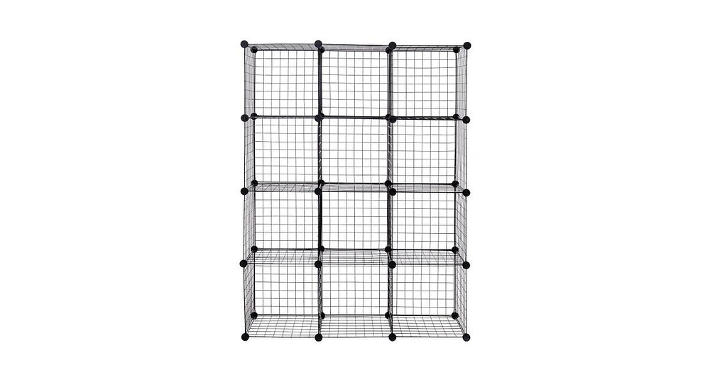 Slickblue 42" x 14" x 56" Diy 12-Cube Metal Grid Wire Storage Cubes